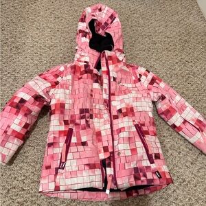 Molo Pink and White Mosaic Puffer Jacket